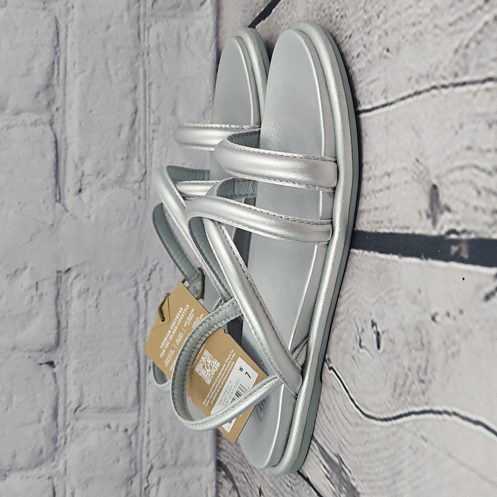 Olukai Tiare Strappy Women's Silver Leather Slingback Sandals Size 7